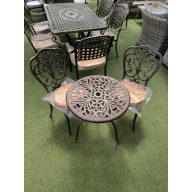 Alumínium asztal 60x60 +szék bronz + párna