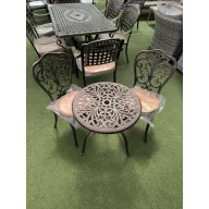 Alumínium asztal 60x60 +szék bronz + párna