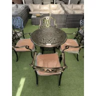 Alumínium asztal 90x90 +szék bronz + párna