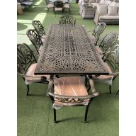 Alumínium asztal 220x106 + szék bronz + párna