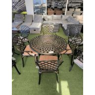 Alumínium asztal 105x105 +szék bronz + párna