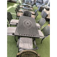 Alumínium asztal 150x90 +szék fekete + párna