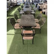 Alumínium asztal 150x90 +szék bronz + párna