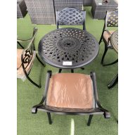 Alumínium asztal 78x78 + szék fekete + párna