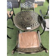 Alumínium asztal 78x78 + szék bronz + párna