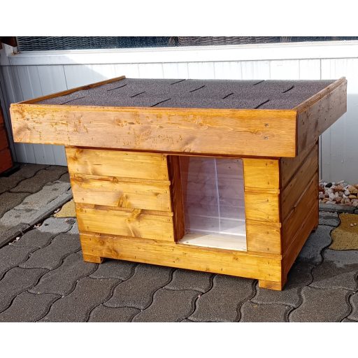 Kutyaház szigetelt, lapos tetős, belméret 26x46 cm