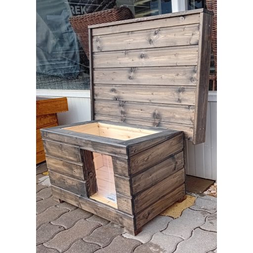 Kutyaház szigetelt, lapos tetős, belméret 26x46 cm