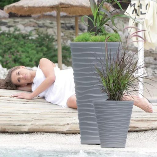 Kaspó Vízszint. Hullámos SAND/ szürke/405U