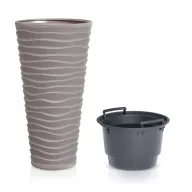   Slim magas kaspó vízszintes hullámmal/mocca ( DPSA400/7529U )