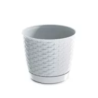 Kaspó alátéttel Rattan/ fehér (DRLO190/S449)