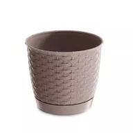 Rattan hatású kaspó alátéttel / Mocca (DRLO250/7529U)