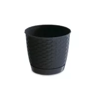 Rattan hatású kaspó alátéttel / Antracit (DRLO250/S433)