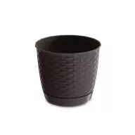 Rattan hatású kaspó alátéttel / umber (DRLO300/440U)