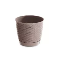 Rattan hatású kaspó alátéttel / mocca (DRLO300/7529U)