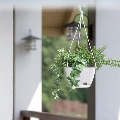 Függő rattan kaspó 24 cm, fehér (DRLW240/S449)