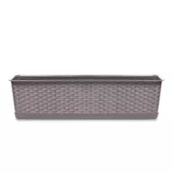   Rattan hatású műanyag peremes balkonláda, mocca (ISR400P/7529U)