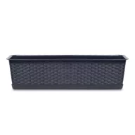   Rattan hatású műanyag peremes balkonláda antracit (ISR400P/S433)