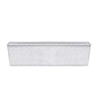  Rattan hatású műanyag peremes balkonláda fehér (ISR400P/S449)