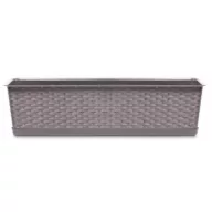   Rattan műanyag peremes balkonláda 80 cm, mocca (ISR800P/7529U)