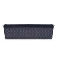   Rattan műanyag peremes balkonláda 80 cm, antracit (ISR800P/S433)