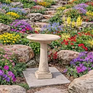 Jován Fortuna madárfürdető faragott oszloppal, barna